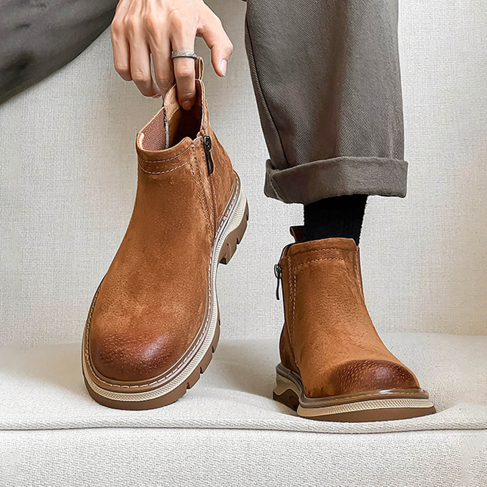 BronzeEdge Leather Chelsea Boots